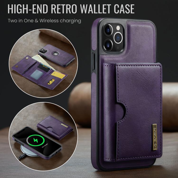 For iPhone 11 Pro Max DG.MING M6 Series RFID Tri-fold Card Bag Removable Leather Phone Case