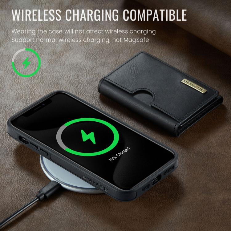 For iPhone 11 Pro DG.MING M6 Series RFID Tri-fold Card Bag Removable Leather Phone Case