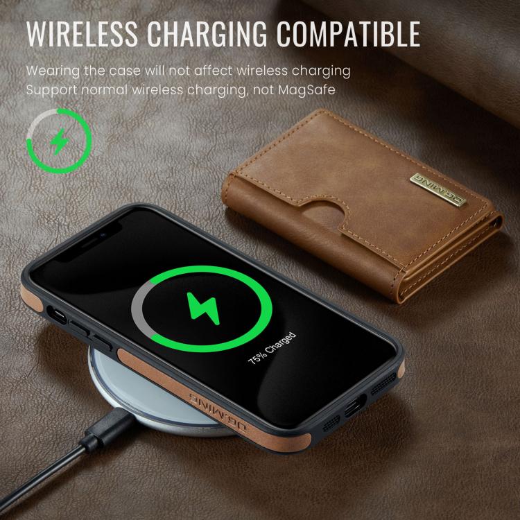 For iPhone 11 Pro DG.MING M6 Series RFID Tri-fold Card Bag Removable Leather Phone Case