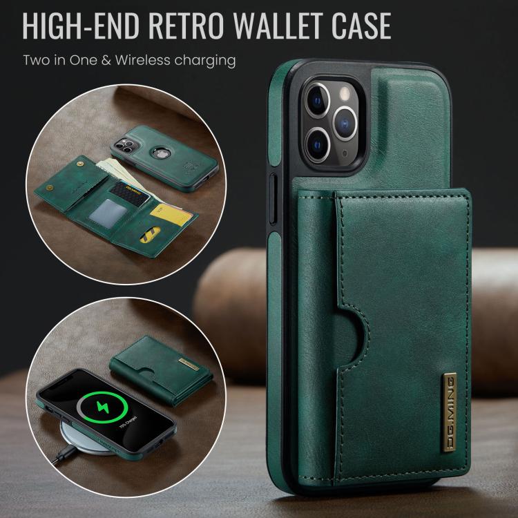 For iPhone 11 Pro DG.MING M6 Series RFID Tri-fold Card Bag Removable Leather Phone Case
