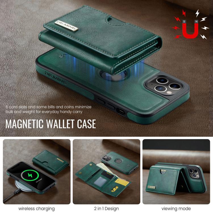 For iPhone 11 Pro DG.MING M6 Series RFID Tri-fold Card Bag Removable Leather Phone Case