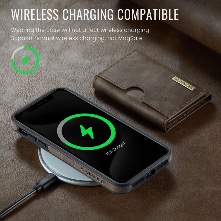 For iPhone 11 DG.MING M6 Series RFID Tri-fold Card Bag Removable Leather Phone Case