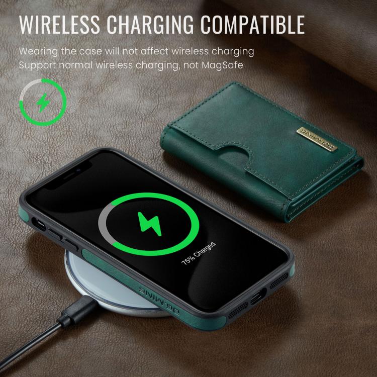 For iPhone 11 DG.MING M6 Series RFID Tri-fold Card Bag Removable Leather Phone Case