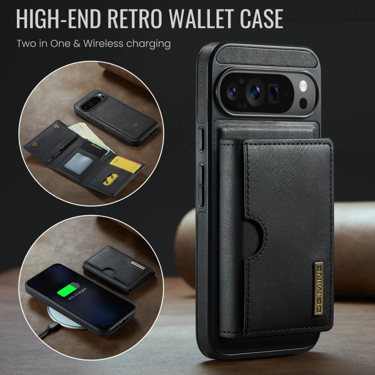For Google Pixel 9 Pro XL DG.MING M6 Series RFID Tri-fold Card Bag Removable Leather Phone Case
