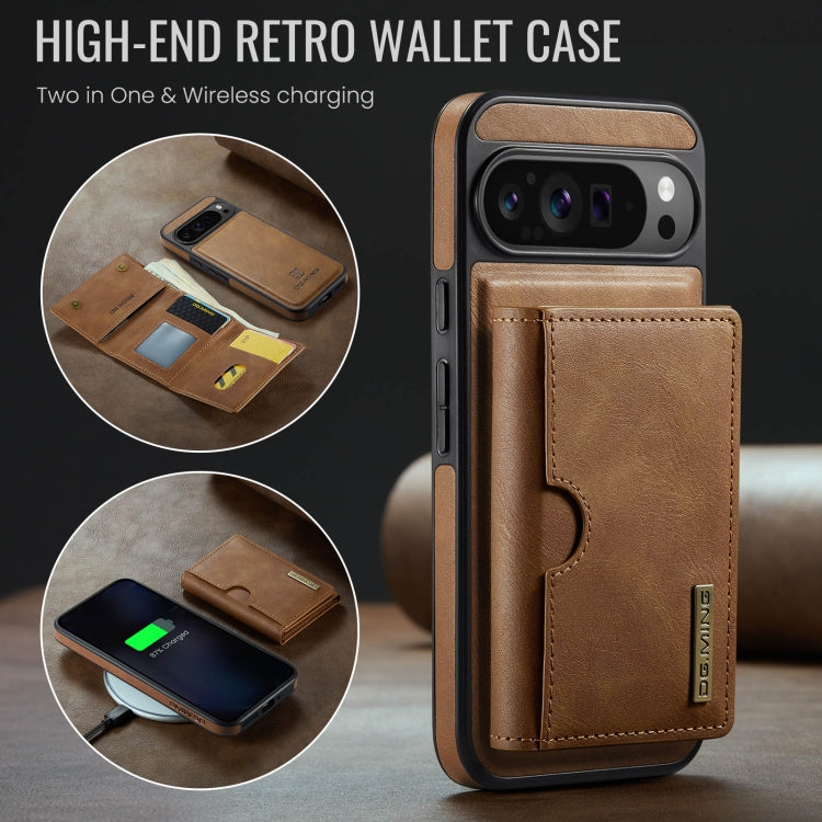 For Google Pixel 9 Pro XL DG.MING M6 Series RFID Tri-fold Card Bag Removable Leather Phone Case