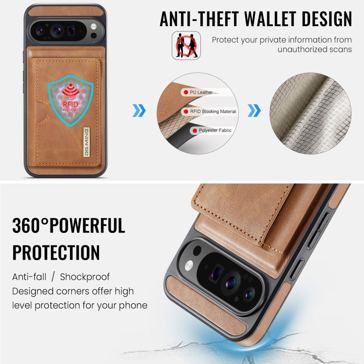 For Google Pixel 9 Pro XL DG.MING M6 Series RFID Tri-fold Card Bag Removable Leather Phone Case