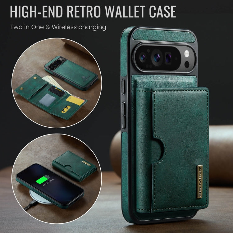 For Google Pixel 9 Pro XL DG.MING M6 Series RFID Tri-fold Card Bag Removable Leather Phone Case