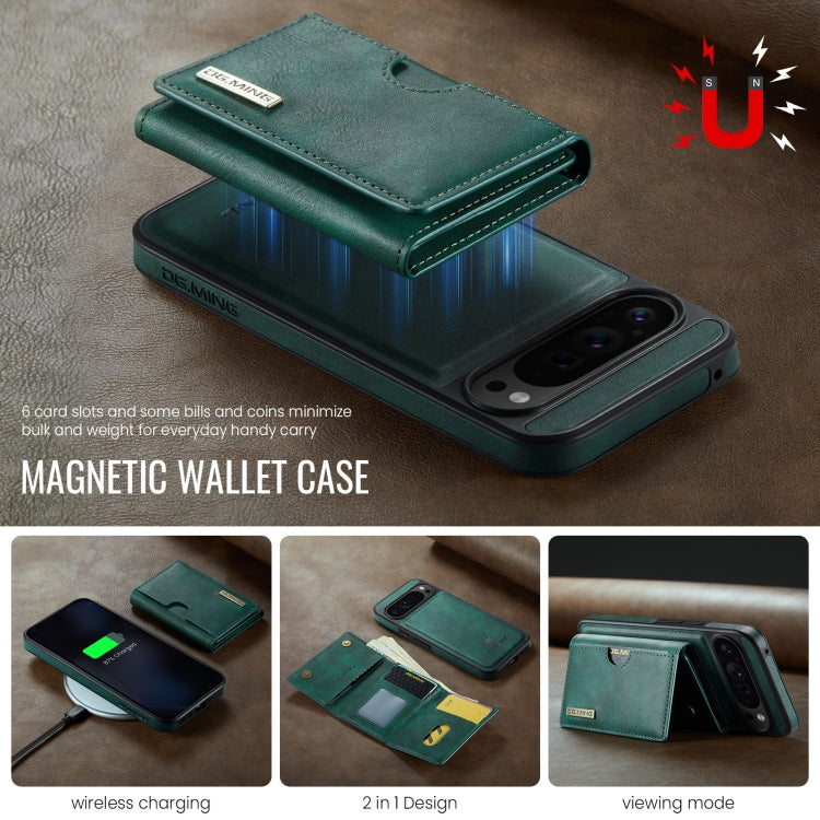 For Google Pixel 9 Pro XL DG.MING M6 Series RFID Tri-fold Card Bag Removable Leather Phone Case