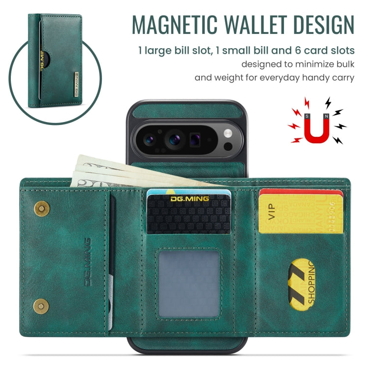 For Google Pixel 9 Pro XL DG.MING M6 Series RFID Tri-fold Card Bag Removable Leather Phone Case