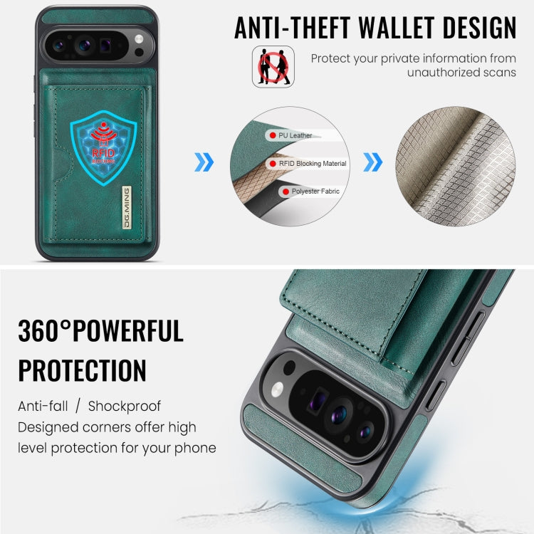 For Google Pixel 9 Pro XL DG.MING M6 Series RFID Tri-fold Card Bag Removable Leather Phone Case
