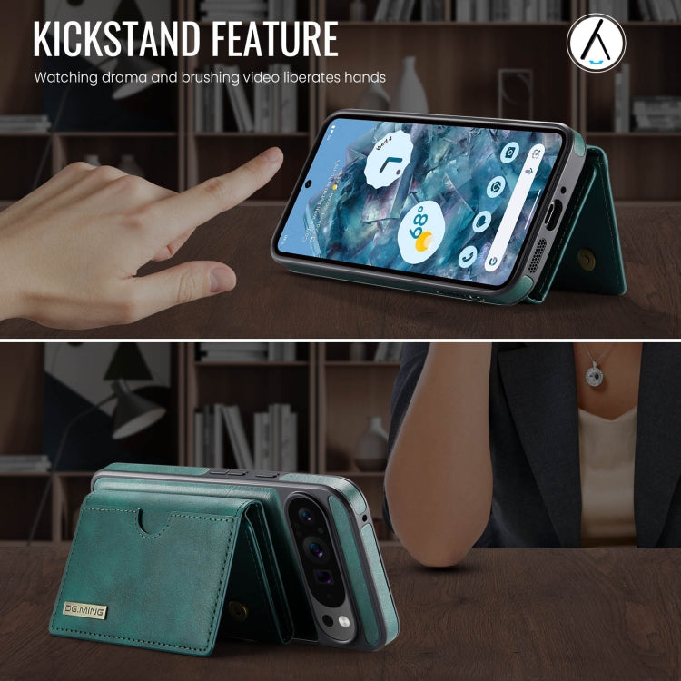 For Google Pixel 9 Pro XL DG.MING M6 Series RFID Tri-fold Card Bag Removable Leather Phone Case