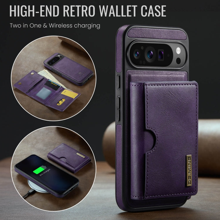 For Google Pixel 9 Pro XL DG.MING M6 Series RFID Tri-fold Card Bag Removable Leather Phone Case