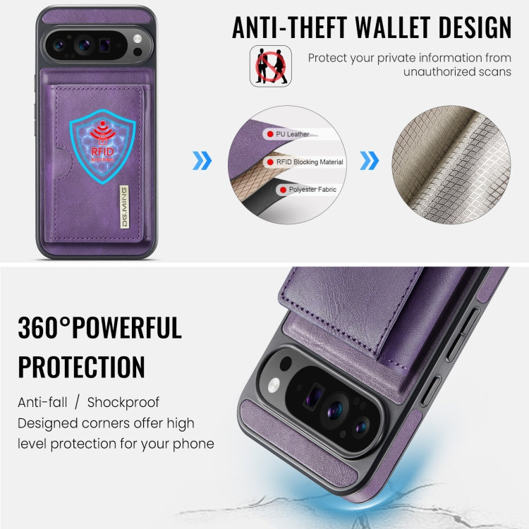For Google Pixel 9 Pro XL DG.MING M6 Series RFID Tri-fold Card Bag Removable Leather Phone Case