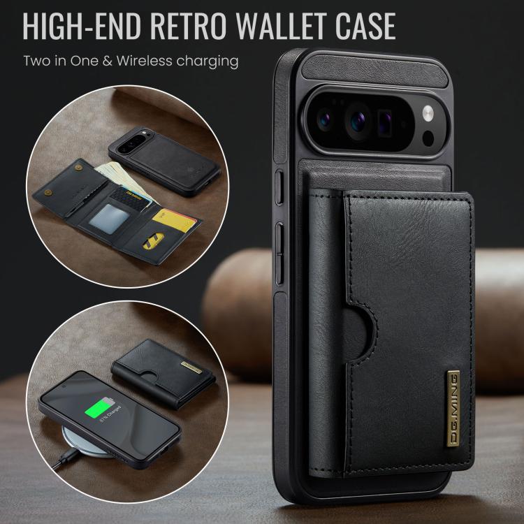 For Google Pixel 10 Pro XL DG.MING M6 Series RFID Tri-fold Card Bag Removable Leather Phone Case