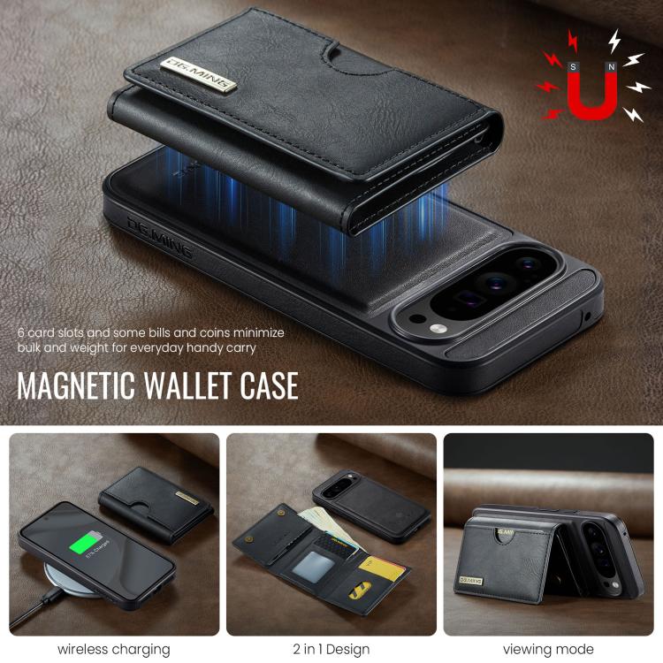 For Google Pixel 10 Pro XL DG.MING M6 Series RFID Tri-fold Card Bag Removable Leather Phone Case