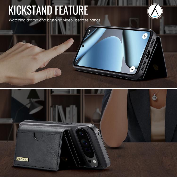 For Google Pixel 10 Pro XL DG.MING M6 Series RFID Tri-fold Card Bag Removable Leather Phone Case