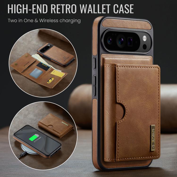For Google Pixel 10 Pro XL DG.MING M6 Series RFID Tri-fold Card Bag Removable Leather Phone Case