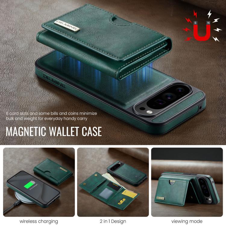 For Google Pixel 10 Pro XL DG.MING M6 Series RFID Tri-fold Card Bag Removable Leather Phone Case