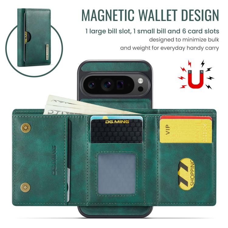 For Google Pixel 10 Pro XL DG.MING M6 Series RFID Tri-fold Card Bag Removable Leather Phone Case