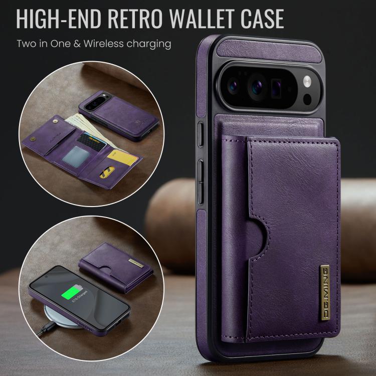 For Google Pixel 10 Pro XL DG.MING M6 Series RFID Tri-fold Card Bag Removable Leather Phone Case