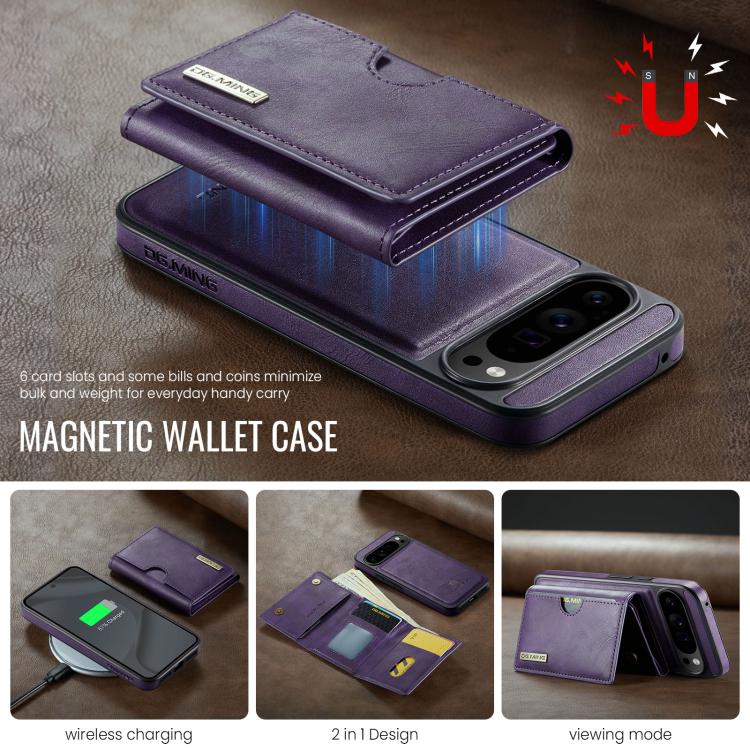 For Google Pixel 10 Pro XL DG.MING M6 Series RFID Tri-fold Card Bag Removable Leather Phone Case