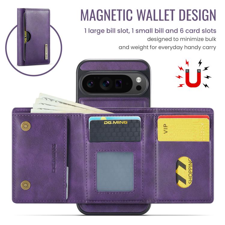 For Google Pixel 10 Pro XL DG.MING M6 Series RFID Tri-fold Card Bag Removable Leather Phone Case