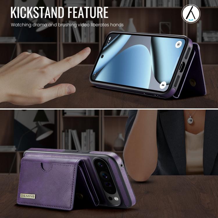 For Google Pixel 10 Pro XL DG.MING M6 Series RFID Tri-fold Card Bag Removable Leather Phone Case