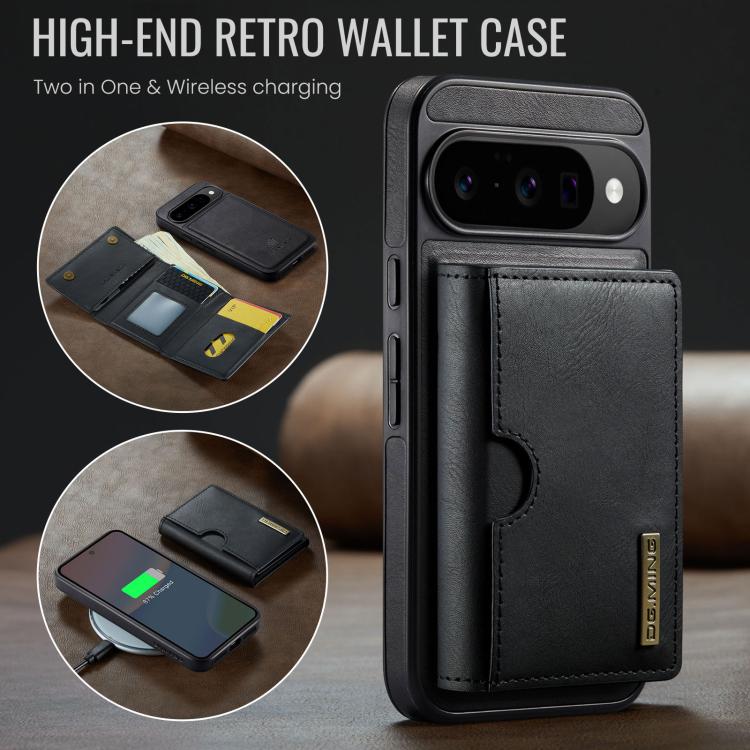 For Google Pixel 10 / Pixel 10 Pro DG.MING M6 Series RFID Tri-fold Card Bag Removable Leather Phone Case