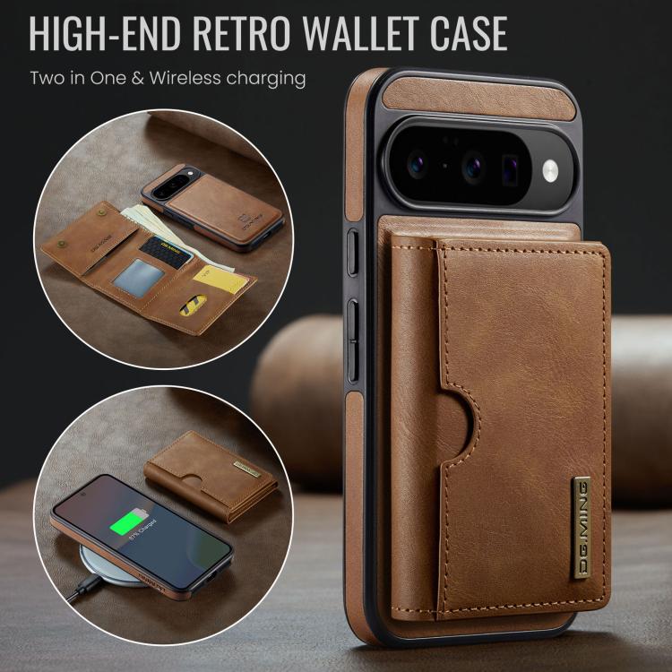 For Google Pixel 10 / Pixel 10 Pro DG.MING M6 Series RFID Tri-fold Card Bag Removable Leather Phone Case
