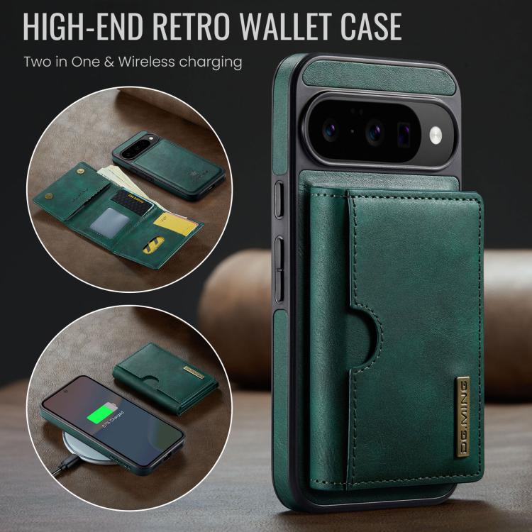For Google Pixel 10 / Pixel 10 Pro DG.MING M6 Series RFID Tri-fold Card Bag Removable Leather Phone Case