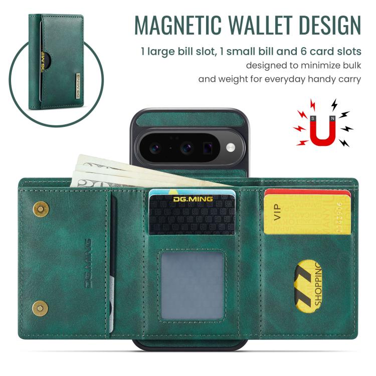 For Google Pixel 10 / Pixel 10 Pro DG.MING M6 Series RFID Tri-fold Card Bag Removable Leather Phone Case