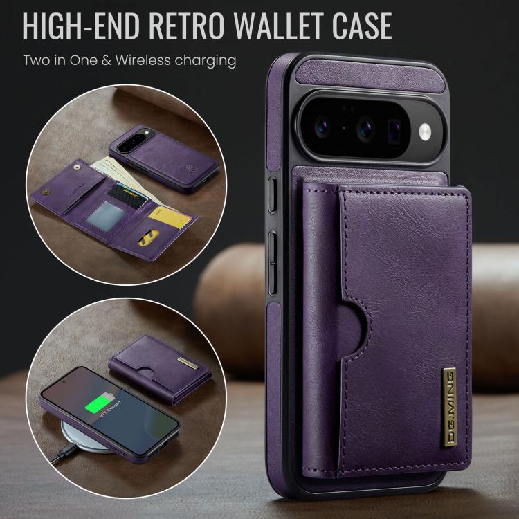 For Google Pixel 10 / Pixel 10 Pro DG.MING M6 Series RFID Tri-fold Card Bag Removable Leather Phone Case