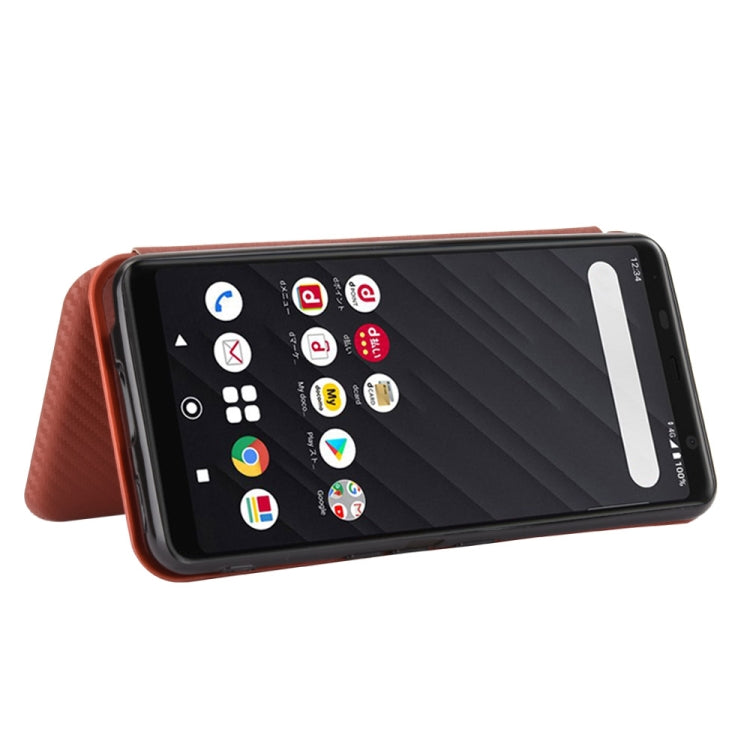 For Fujitsu Arrows Be4 (F-41A) Carbon Fiber Texture Horizontal Flip TPU + PC + PU Leather Case with Card Slot