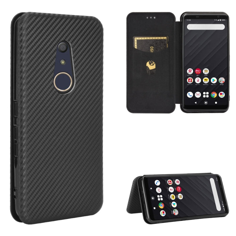 For Fujitsu Arrows Be4 (F-41A) Carbon Fiber Texture Horizontal Flip TPU + PC + PU Leather Case with Card Slot