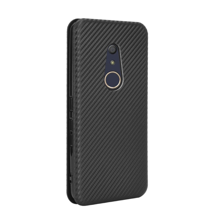 For Fujitsu Arrows Be4 (F-41A) Carbon Fiber Texture Horizontal Flip TPU + PC + PU Leather Case with Card Slot