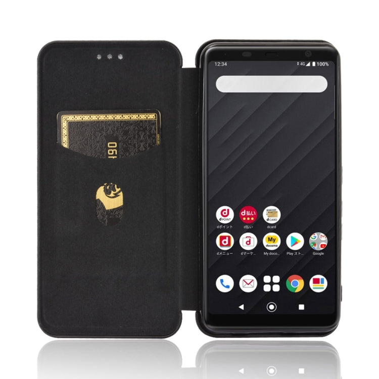 For Fujitsu Arrows Be4 (F-41A) Carbon Fiber Texture Horizontal Flip TPU + PC + PU Leather Case with Card Slot