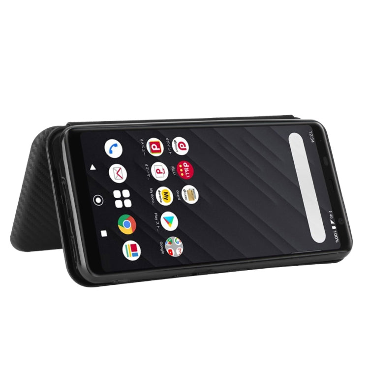 For Fujitsu Arrows Be4 (F-41A) Carbon Fiber Texture Horizontal Flip TPU + PC + PU Leather Case with Card Slot