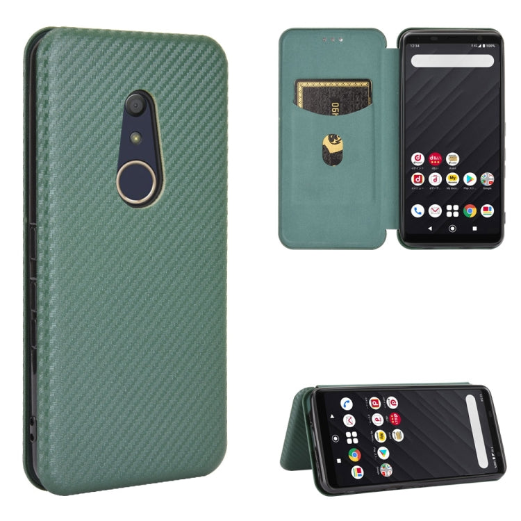 For Fujitsu Arrows Be4 (F-41A) Carbon Fiber Texture Horizontal Flip TPU + PC + PU Leather Case with Card Slot