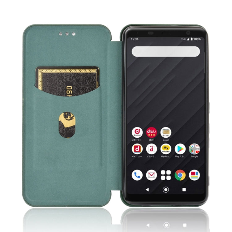 For Fujitsu Arrows Be4 (F-41A) Carbon Fiber Texture Horizontal Flip TPU + PC + PU Leather Case with Card Slot