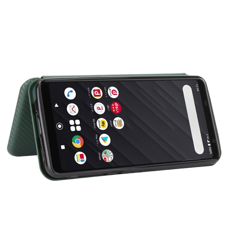 For Fujitsu Arrows Be4 (F-41A) Carbon Fiber Texture Horizontal Flip TPU + PC + PU Leather Case with Card Slot