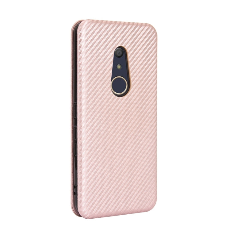 For Fujitsu Arrows Be4 (F-41A) Carbon Fiber Texture Horizontal Flip TPU + PC + PU Leather Case with Card Slot