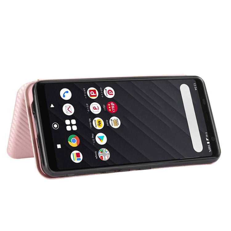 For Fujitsu Arrows Be4 (F-41A) Carbon Fiber Texture Horizontal Flip TPU + PC + PU Leather Case with Card Slot