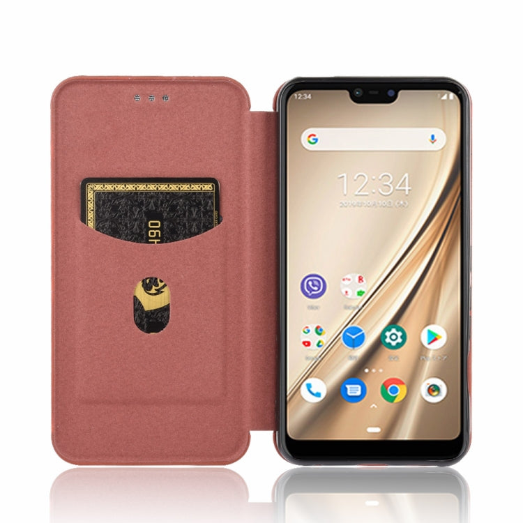 For Fujitsu Arrows RX (Arrows M05) Carbon Fiber Texture Horizontal Flip TPU + PC + PU Leather Case with Card Slot