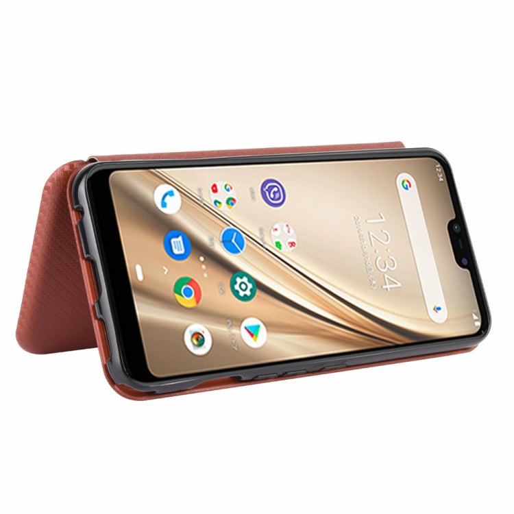 For Fujitsu Arrows RX (Arrows M05) Carbon Fiber Texture Horizontal Flip TPU + PC + PU Leather Case with Card Slot