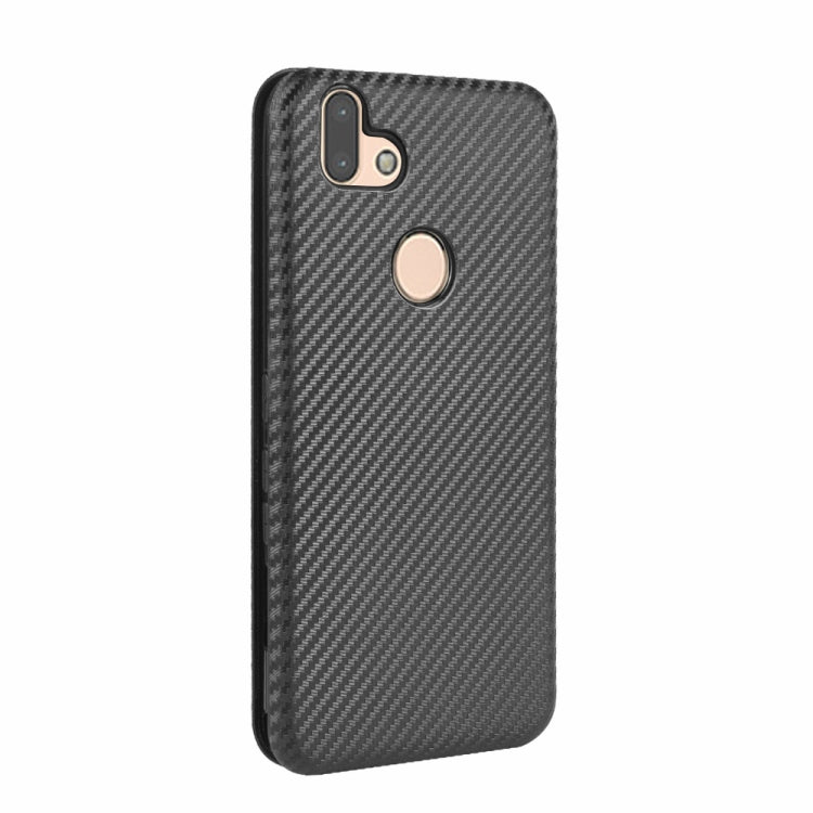 For Fujitsu Arrows RX (Arrows M05) Carbon Fiber Texture Horizontal Flip TPU + PC + PU Leather Case with Card Slot