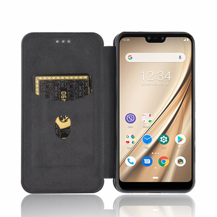 For Fujitsu Arrows RX (Arrows M05) Carbon Fiber Texture Horizontal Flip TPU + PC + PU Leather Case with Card Slot