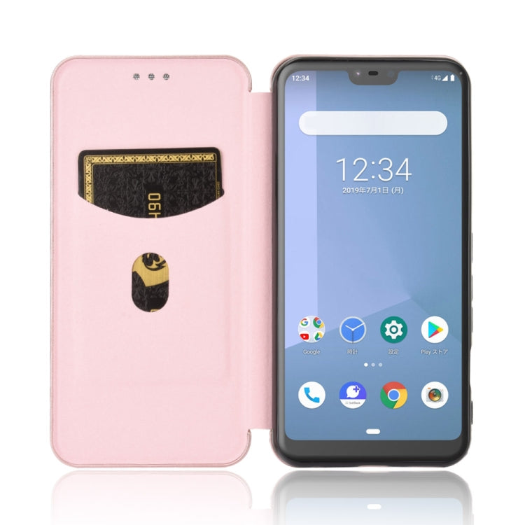 For Fujitsu Arrows U / 801FJ / Arrows J Carbon Fiber Texture Horizontal Flip TPU + PC + PU Leather Case with Card Slot