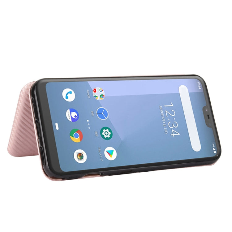 For Fujitsu Arrows U / 801FJ / Arrows J Carbon Fiber Texture Horizontal Flip TPU + PC + PU Leather Case with Card Slot