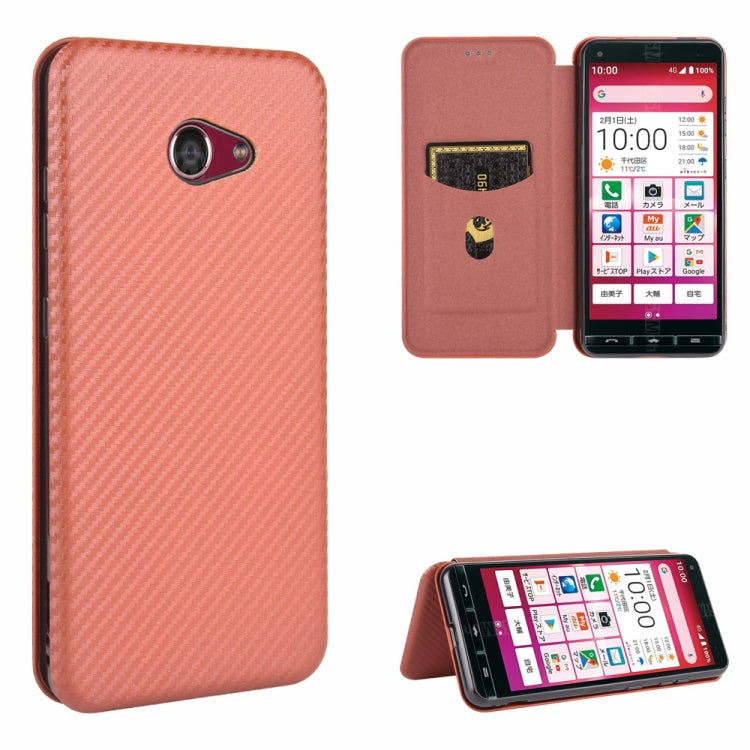 For Kyocera Basio 4 KYV47 Carbon Fiber Texture Horizontal Flip TPU + PC + PU Leather Case with Card Slot