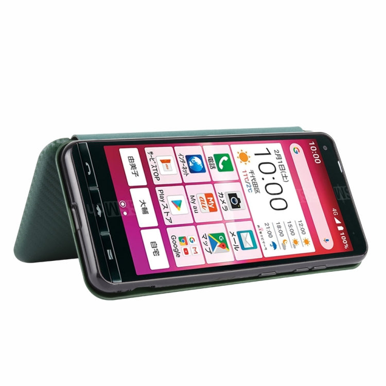 For Kyocera Basio 4 KYV47 Carbon Fiber Texture Horizontal Flip TPU + PC + PU Leather Case with Card Slot